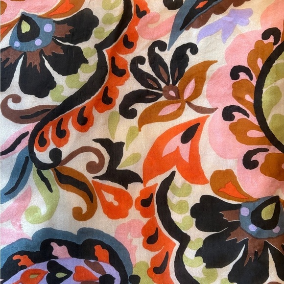 Exotic Floral Silk scarf wrap sarong extra large 56” x 59” vintage textile art - Picture 14 of 15